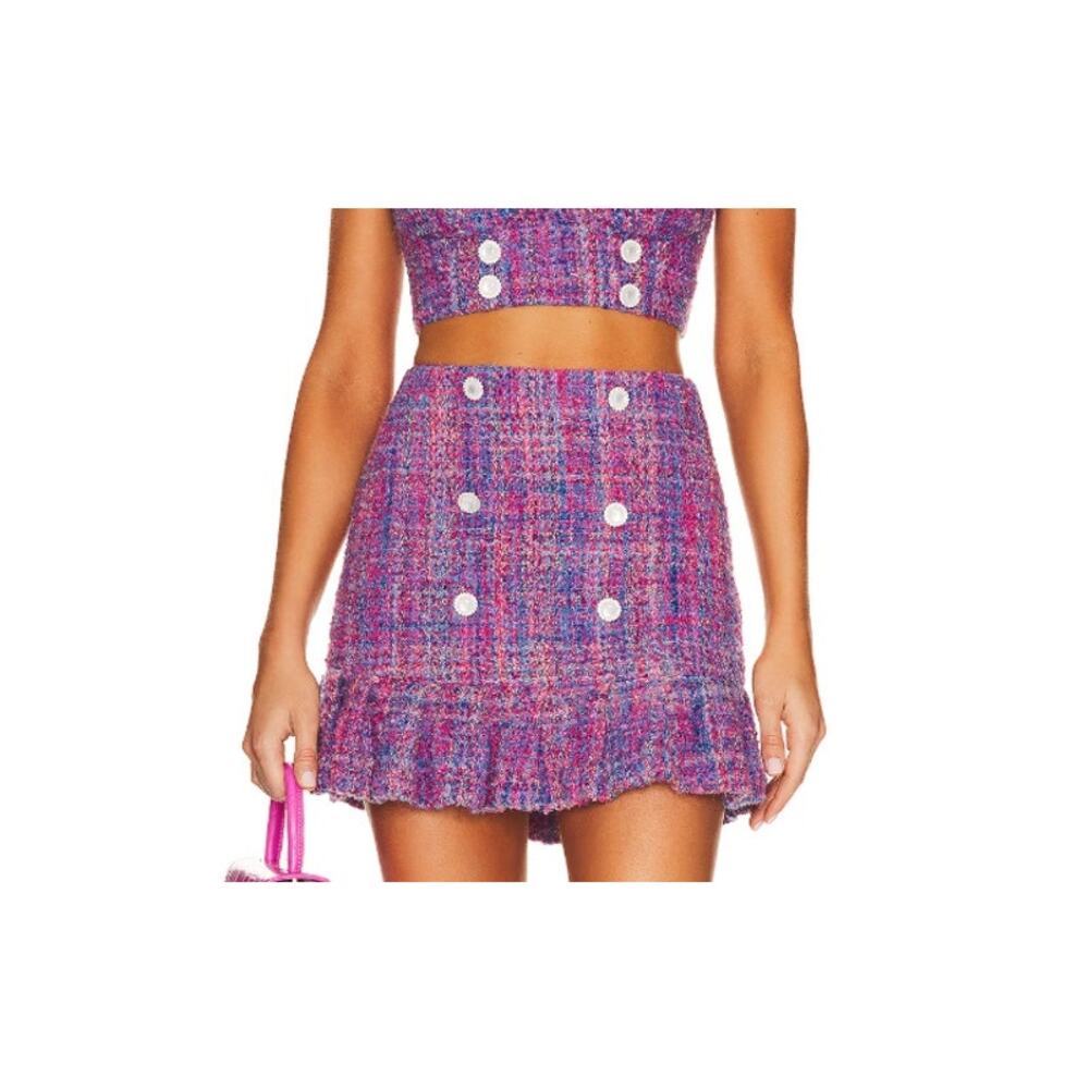 Assignment 'Marseille' Purple Tweed Embellished Mini Skirt Size XS